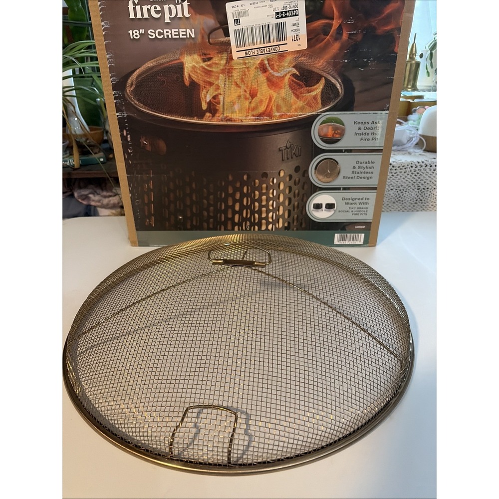 TIKI Brand 18" Fire Pit Screen Stainless Steel Spark Guard